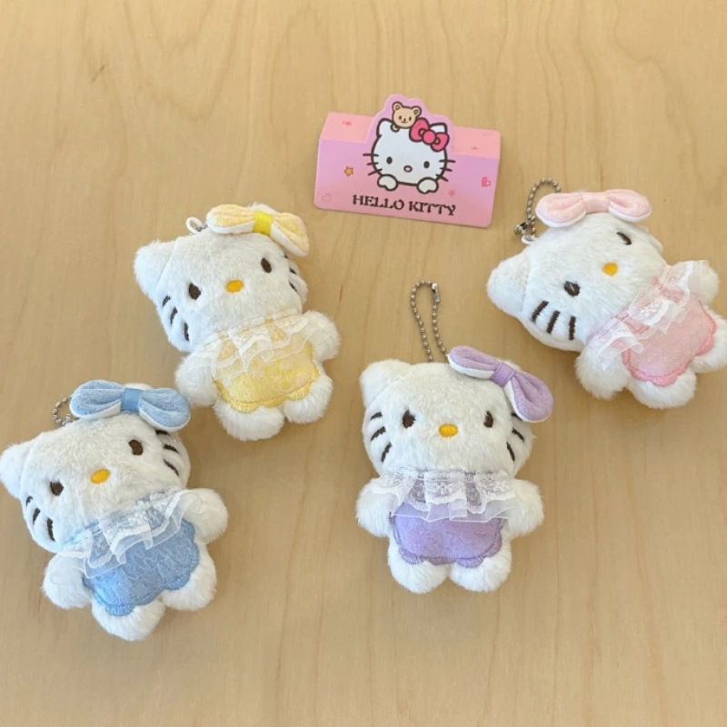

1/4 Pcs Sanrio Hello Kitty Cute Skirt Cat Pendant Plush Cartoon Cat Student Bag Hanging Decoration Accessories