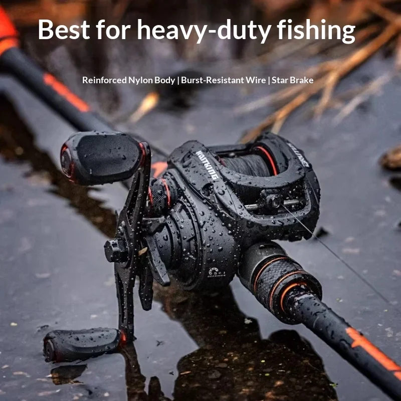 KastKing 5+1 BB 7.2:1 Baitcasting Reel Nylon Body Anti-Line Burst Smooth for Freshwater River Lake Pond