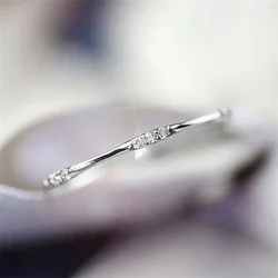 CAOSHI Fashion Thin Finger Ring with Bright Zirconia Female Daily Wearable Jewelry Graceful Women Versatile Accessories Gift
