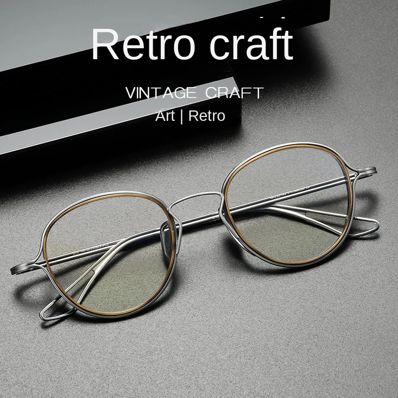 Japanese Pure Titanium Eyeglasses Frames For Men Designer Retro Oval Large-Frame High Number Myopia Prescription Glasses Frames