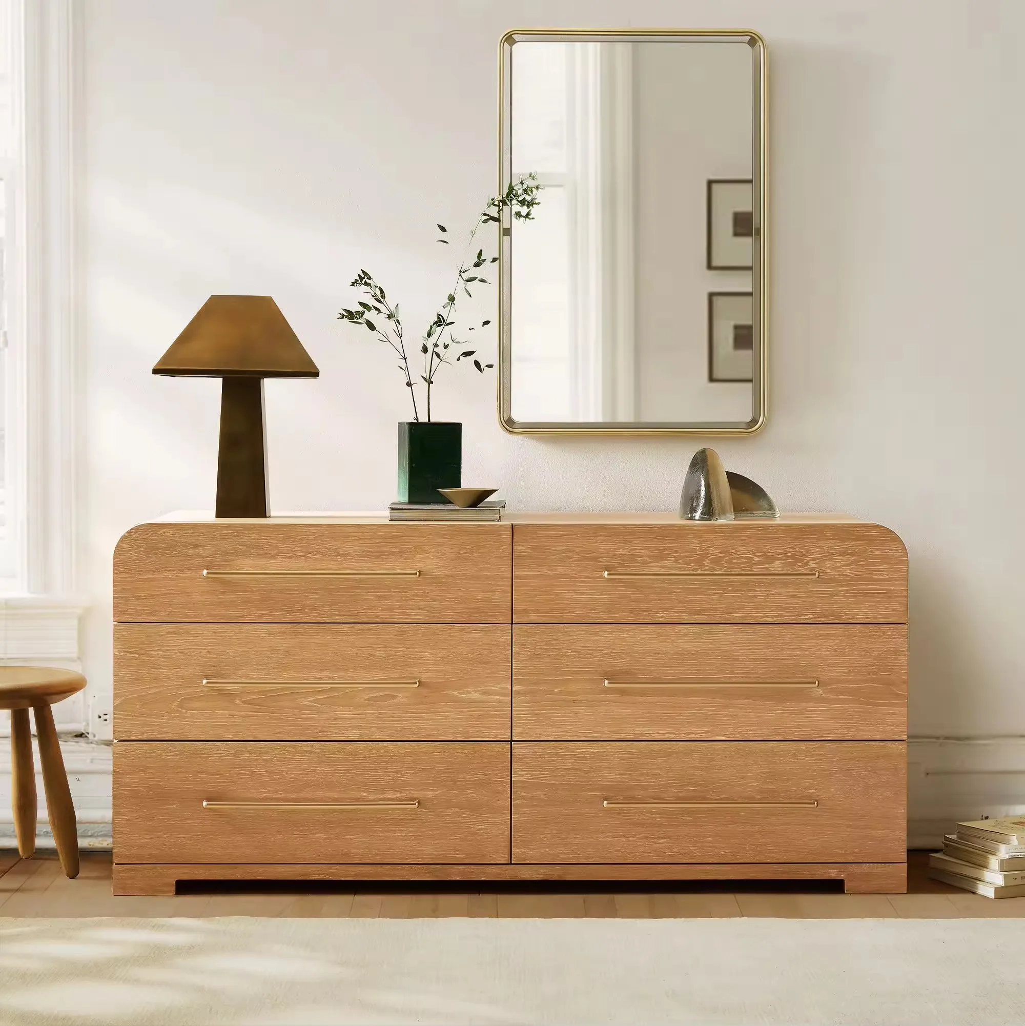 

zx-Modern Luxury Bedroom Furniture - Solid Wood Six-drawer Dresser, Living Room Cabinet%
