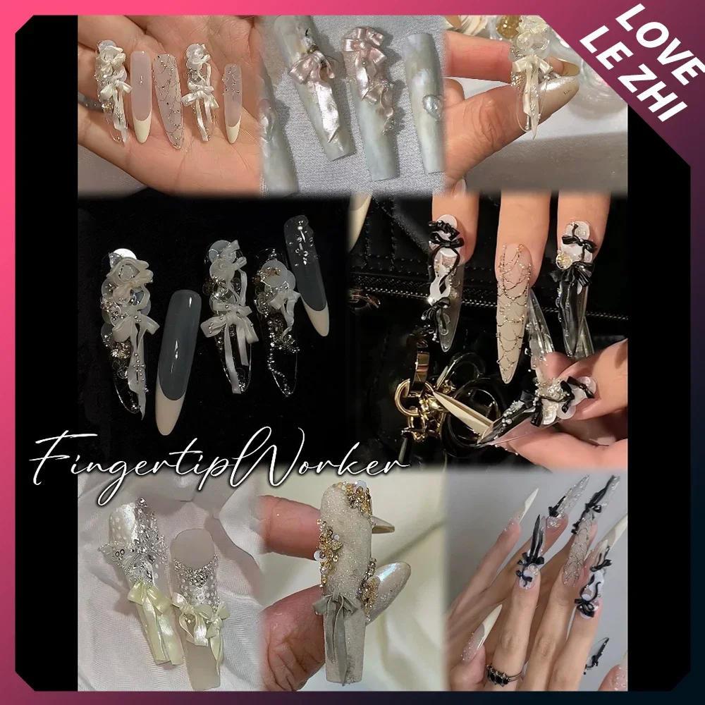 

1Pcs Girlish Heart Cute Different Shapes Bowknot Nails Art Carving Mold Beautiful Long Ribbon Mini Bowknot Nail Silicone Mould