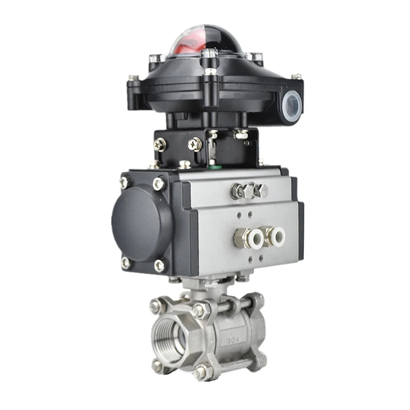 

DN40 Pneumatic Ball Valve With Limit Switch Signal Feedback Three piece High Platform Stainless steel Q611F-16P Double Acting