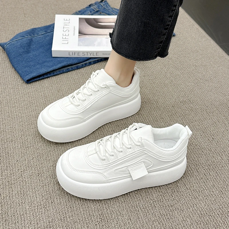 Female Winter Chunky Sneakers Warm Casual Vulcanized Shoes Woman High Platform Boots Fashion Lace Up Low Top Sneakers