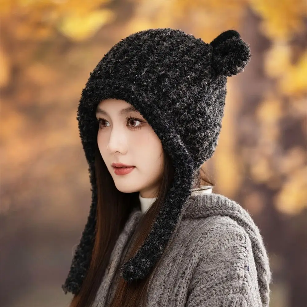 جديد الفراء محبوك غزل قبعة يندبروف سدادات حماية الأذن قبعة الشتاء مرونة الدافئة غطاء للأذنين قبعة في الهواء الطلق
