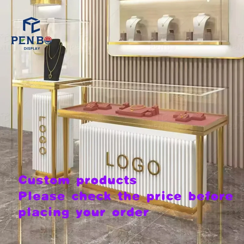custom.Cutstom Jewelry Showcase With Lights and Locks Table Cases Retail Jewellery Showcase Cabinet Glass Display Counter