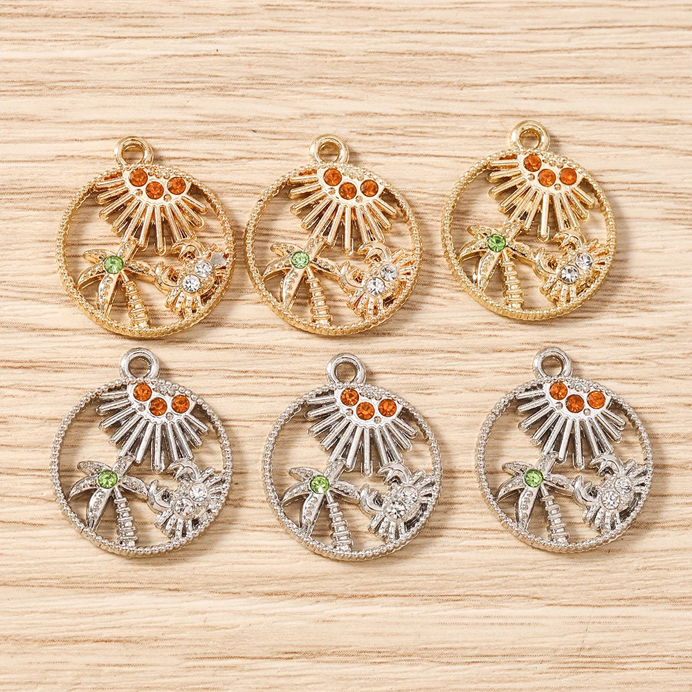 Tusember 10 Stück Exquisite Sommer-Strand-Sand-Kokosnuss-Sonnen-Krabben-Anhänger für süße Ohrringe, Schmuckherstellung und Accessoires – Detail 3