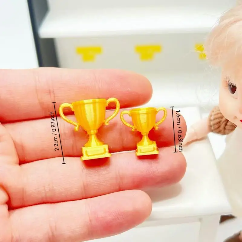 Mini Golden Trophy Miniature Ornament Cute Decor Toy for Dollhouse Decoration Diorama Scene Making Handmade Craft Accessories