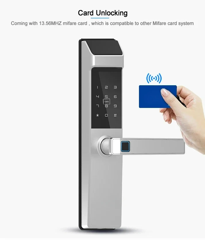 High quality Fingerprint Door Lock Residential Card Code Key Lock from China Wholesaler