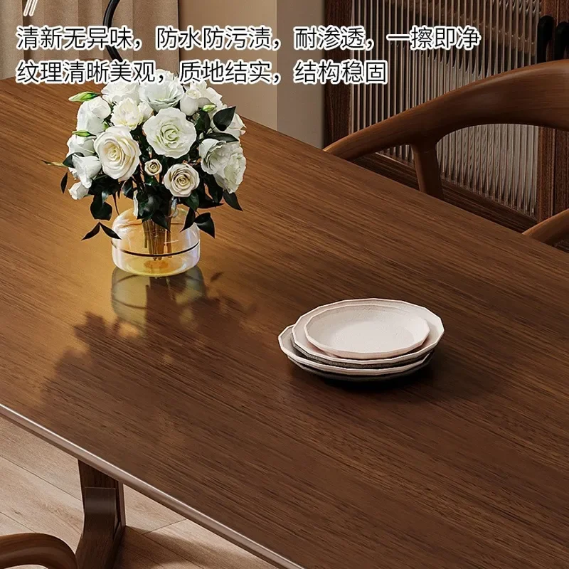 Solid Wood Dining Table Rectangular Walnut Farmhouse Kitchen Table Large Extendable Long Table for 6-8 People Rustic Modern