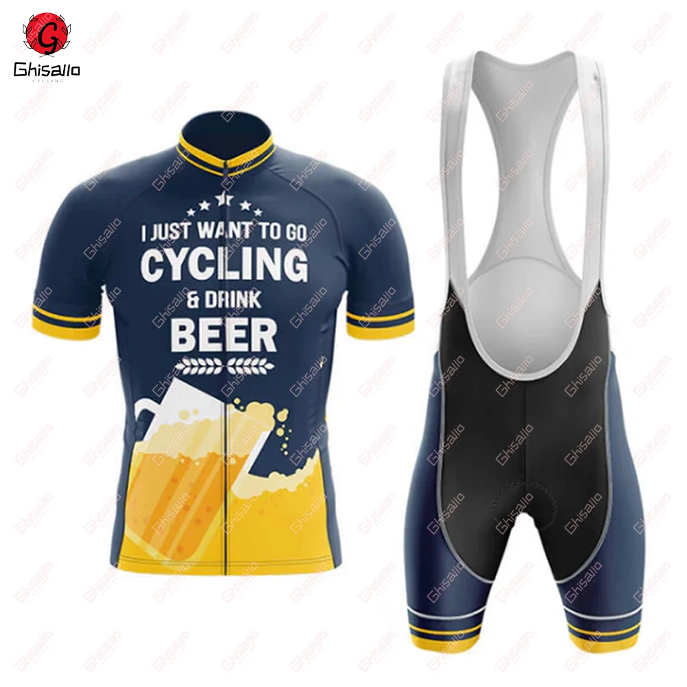 BEER-New Style Cycling Jersey Set for Men, Bicycle Suit, Bike Sleeve, Bib Shorts, Por Team Clothes, Lasting, 20D Gel Pad, Summer image 3