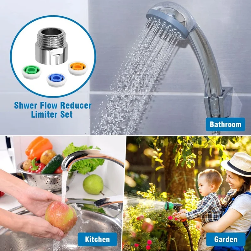 Flow Restrictor Shower Water Saver For Shower, 4 Pieces Water Flow Restrictor Set D, Up To 70% Water Saving