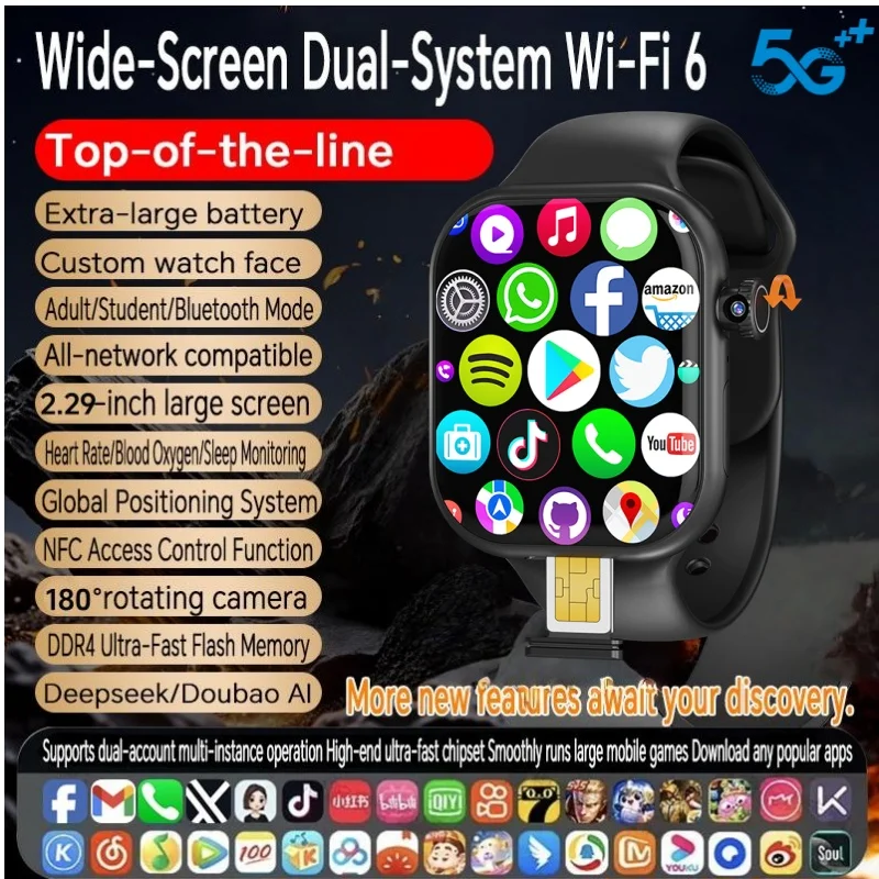 

Original VP29 Smartwatch 4G 5G Full Netcom 2.29inch Rotary Camera App Store Video Calling GPS NFC WIFI Men's Smart Watch Women