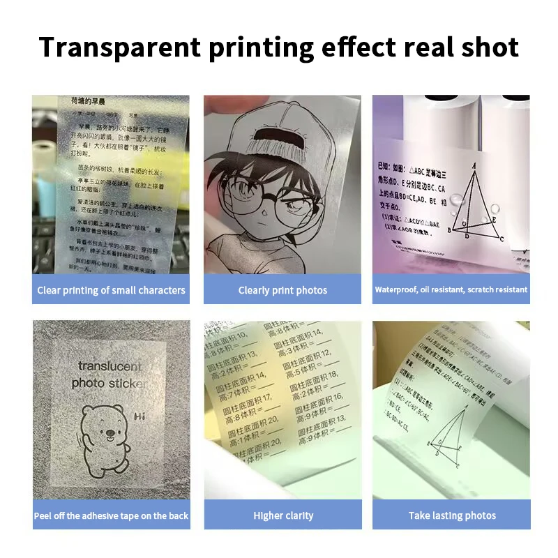 57mm Transparent Error Correction Sticker Mini Photo Printer Thermal Paper Rolls Label Receipt Bill For Peripage A6 Impresora