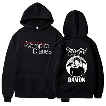 The Vampire Diaries Hoodies Mulheres Moda Personalidade Moletom Com Capuz Casual Ao Ar Livre Solto Manga Longa Pulôver
