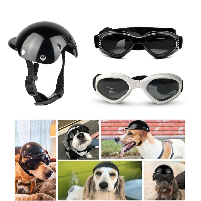 Pet Safety Suit Motorcycle Dog Helmet With Sunglasses Cool Fashion Cool Pet Dog Hat Helmet S/M Size Pet Protect Ridding Cap