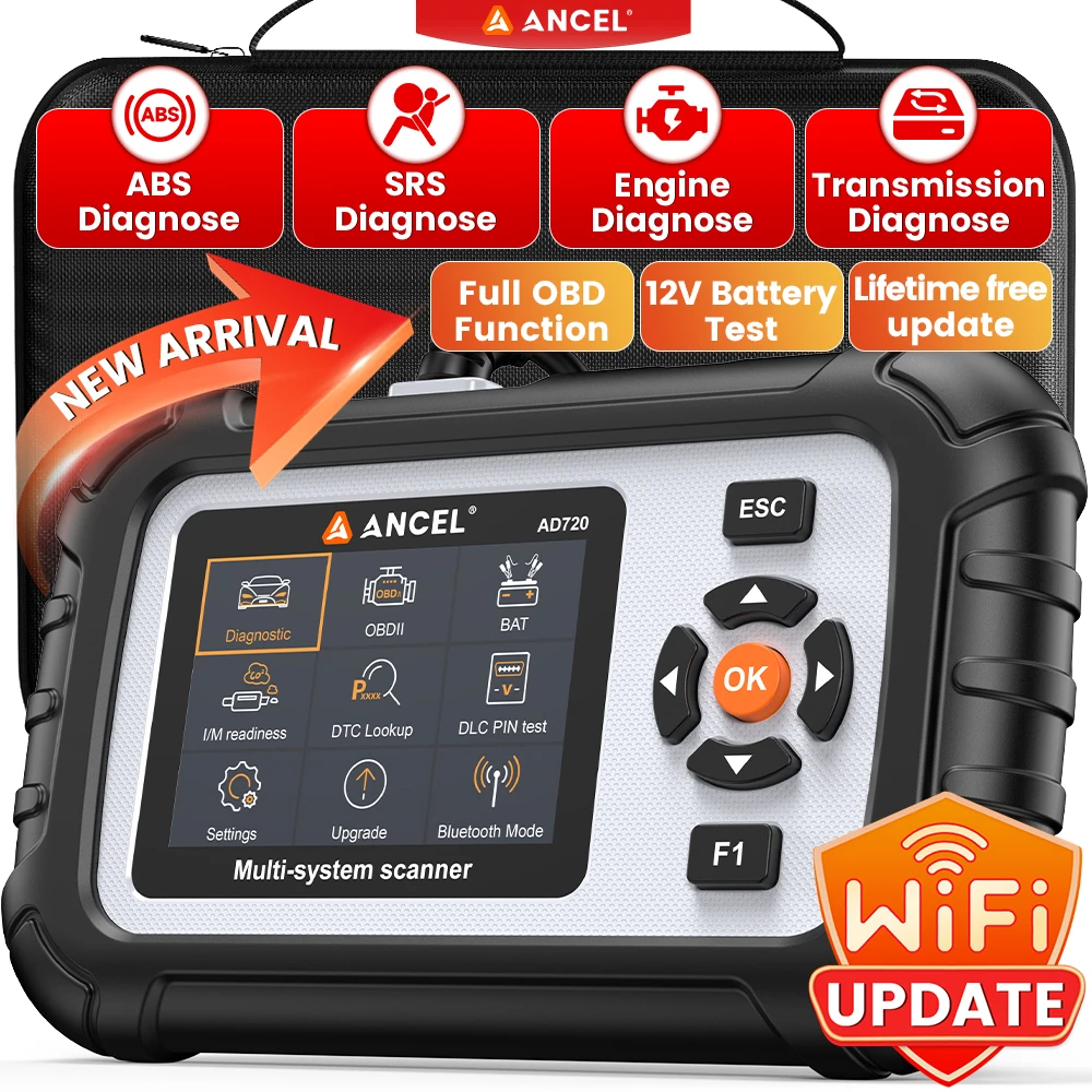 Автомобильный сканер OBD2 ANCEL AD720 2025 года