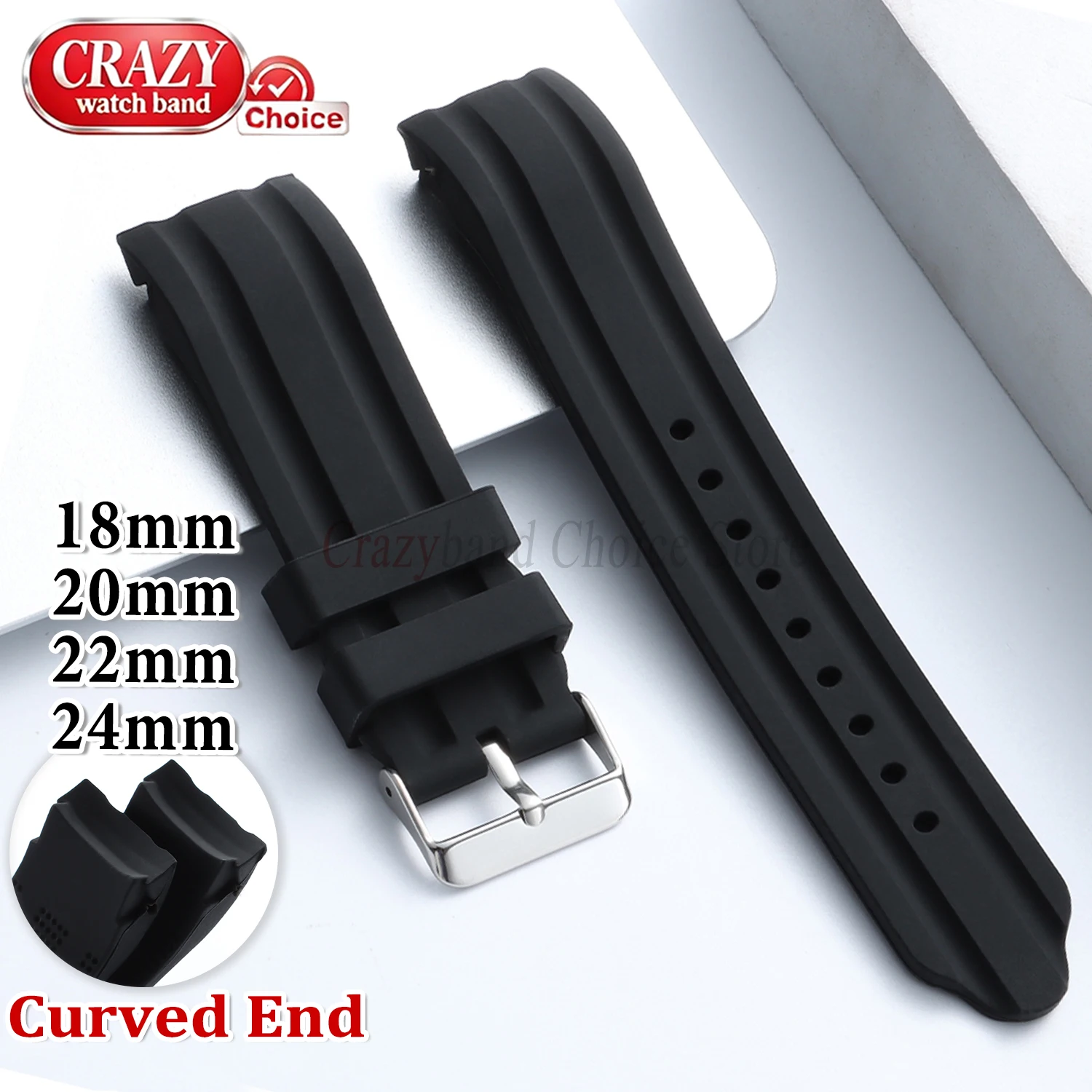 Bracelet en caoutchouc 20mm/22mm pour Swatch, universel homme/femme, extrémités courbées, bracelet de montre en silicone pour Citizen, pour Seiko, bracelet sport étanche