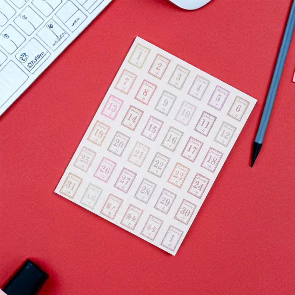 

24 pcs Notebook Stickers Aesthetic Planner Daily Tabs Monthly Labels Date Stickers Agenda Month Calendar Scrapbook