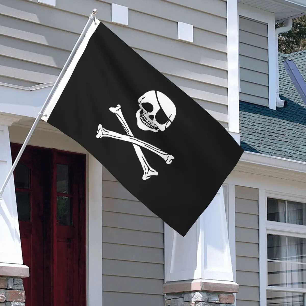 Pirate Flag Skull Flag Indoor Outdoor Banner Polyester Brass Grommets Halloween Theme Decoration Vivid Color 60x90 90x150cm Flag