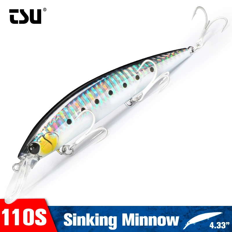 TSURINOYA 110S Max 80m Ultra Long Casting Sinking Minnow Fishing Lure 110mm 37g WIZARD Saltwater Artificial Seabass Hard Baits