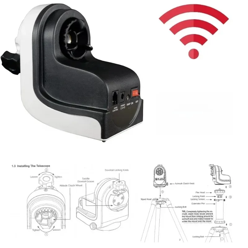 WiFi Alt-Azimuth Mount Head (Equatorial Mode, Dual Scope) Camera not included