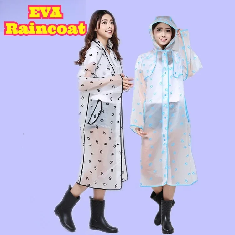 Unisex Adult Raincoat Rain Poncho Fashion EVA Trench Coat Thickened Non Disposable Backpack Compatible Waterproof Windproof
