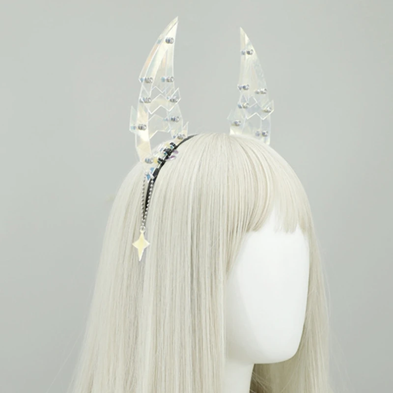 A3pb Anime Head Band Machinery Sharkteeth Ear Hairhoop Women Roleplay Costume da faixa cabelo