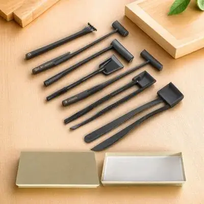 Juego de 9 Uds de arena, Mini herramientas de jardín Zen, Mini herramientas de jardín de arena, accesorio meditativo ligero de plástico, diseño de decoración del hogar