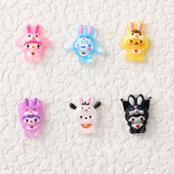 50 Pcs Mixed Resin Cartoon Charms Puppy Little Rabbit Flat Back Ornament Jewelry Making Manicure Hairwear Accessorie A6