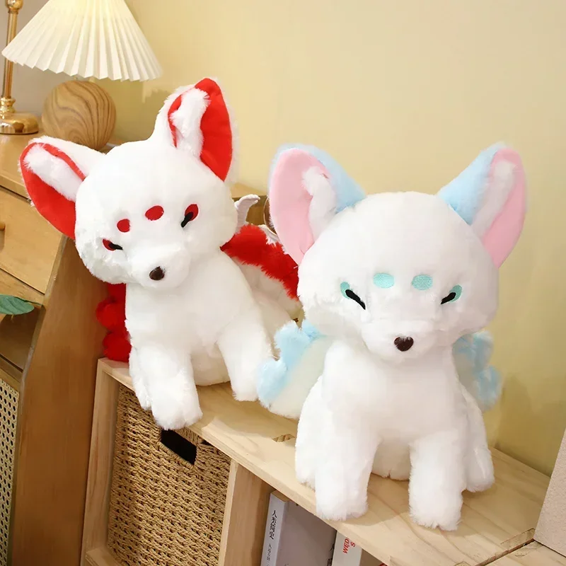 38cm Simulation Fat White Nine-Tailed Fox Plush Toy Stuffed Fox Animal High Quality Gumiho Birthday Gift Toy Home Decor Toy