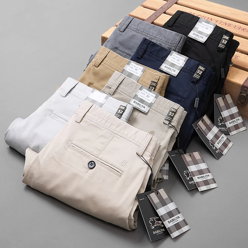 Pantalones informales de algodón para hombre, pantalón de negocios clásico, ajustado, de alta calidad, 7 colores, primavera y verano