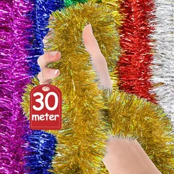 1.5/30M Long Bold Thicked Stripes Christmas Garland Colorful Christmas Wrapping Tinsel Ribbons Bar Wedding New Year Party Decor