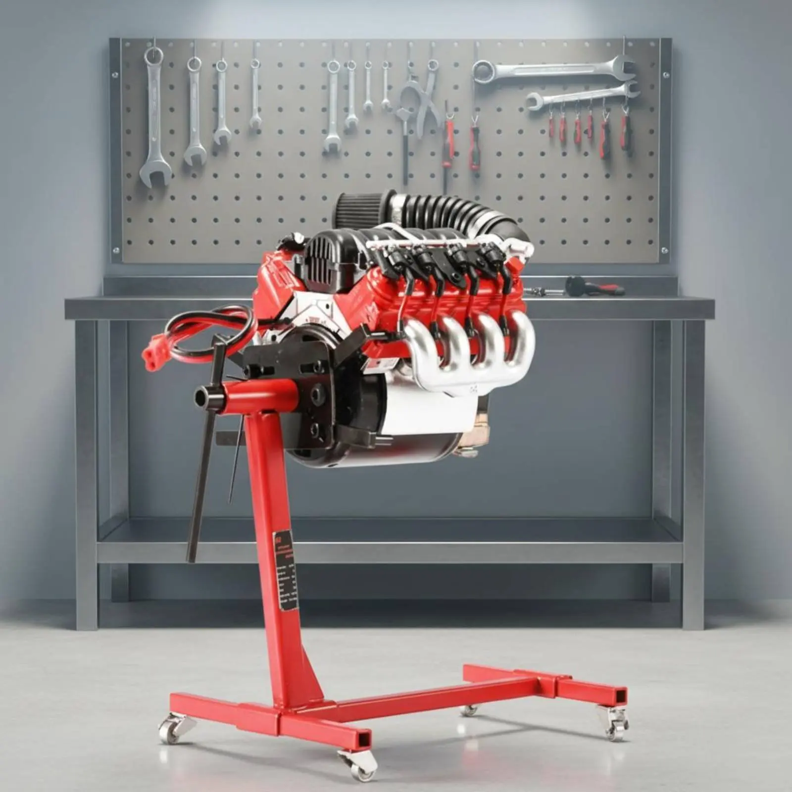 V8 Engine Stand Stainless Steel Body 360 Degree Engine Stand Auto Repair Equipment Locking Fastener Caster Wheels for Mechanics