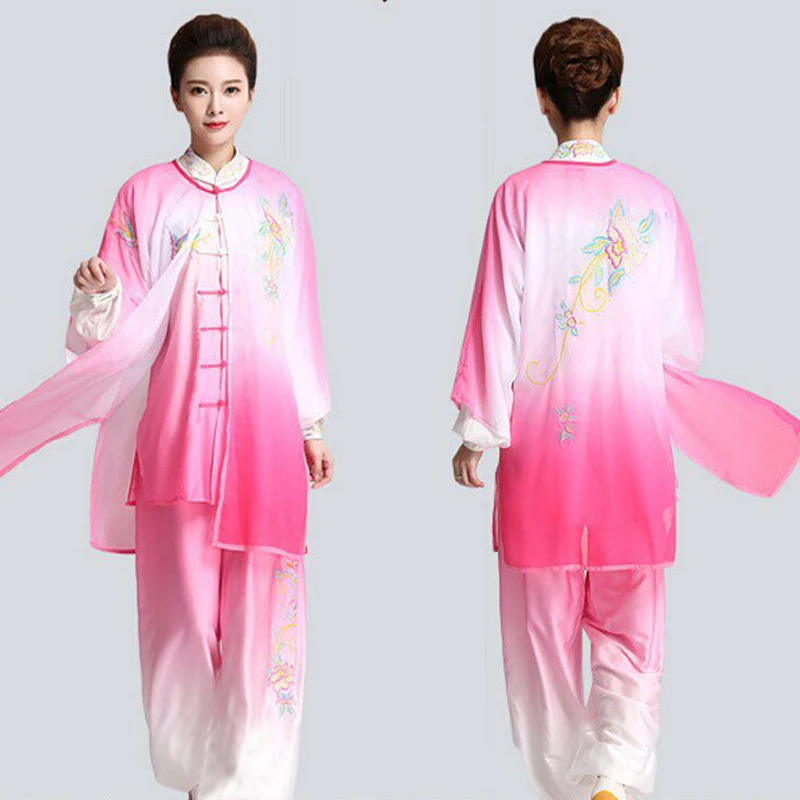 Women's Unisex Tai Chi Suit Embroidery Gradient Design Performance & Competition Training Wear