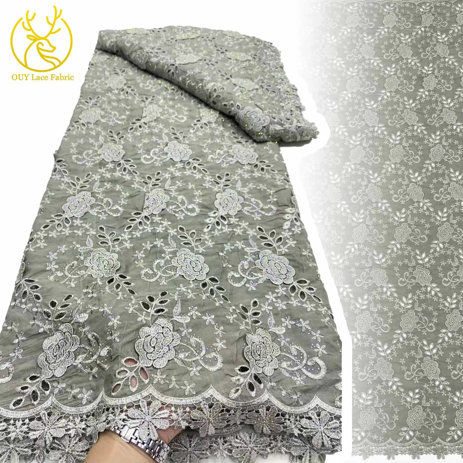 

2025 African Chiffon Embroidered Lace Lace Fabric High Quality French Nigerian Sequins Lace Fabric Ladies Evening Womenswear