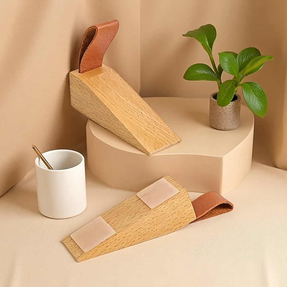 2pc Door Stopper Anti-door Door Stopper Bedroom Mobile Top Door Wooden Anti-collision Stop Door with Anti-slip Pad At The Bottom