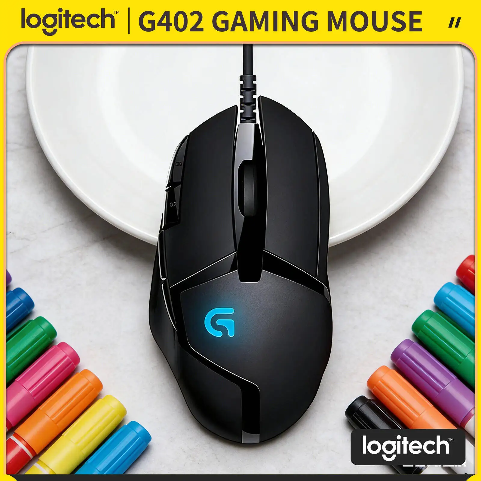 

Проводная мышь Logitech G402 Hyperion Fury с технологией Fusion Engine, 8 программируемых кнопок, 500 IPS, 4 уровня DPI, частота отклика 1 мс