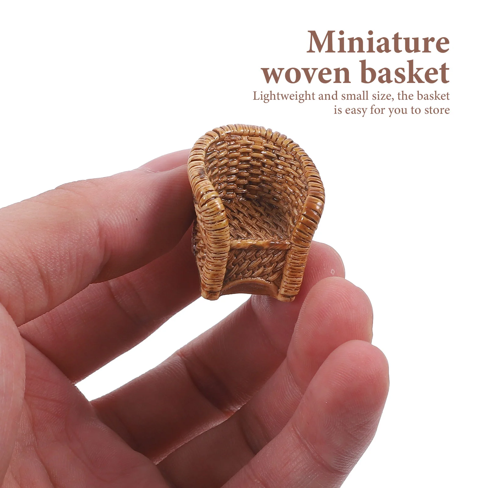 12 Pcs Resin Simulated Bamboo Weaving Miniature Craft Baskets Dollhouse Woven Storage for Dolls Tiny Rattan