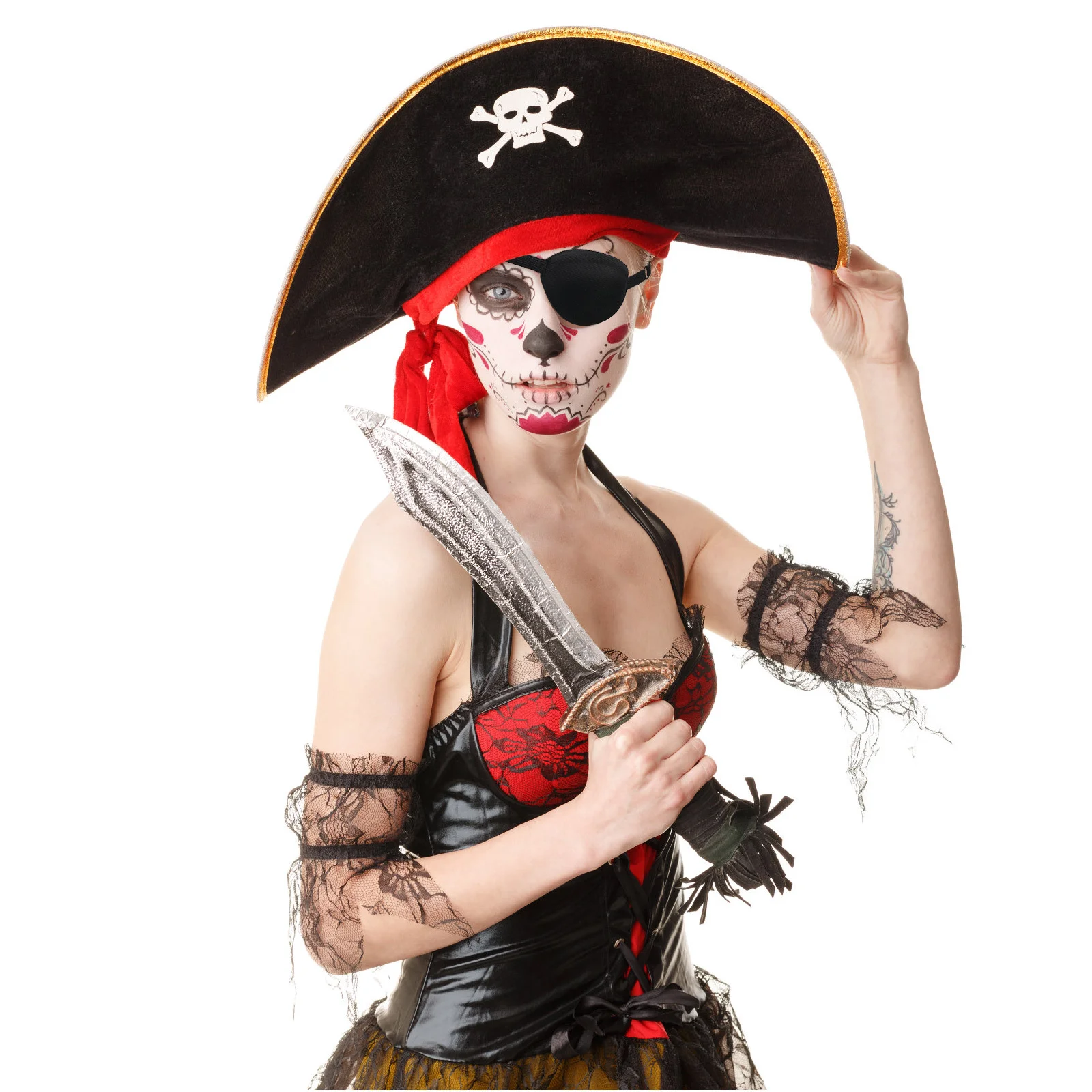 Benda per bambini Costume da pirata Benda per occhi regolabile Toppe per occhi pigri Maschera per ossa incrociate