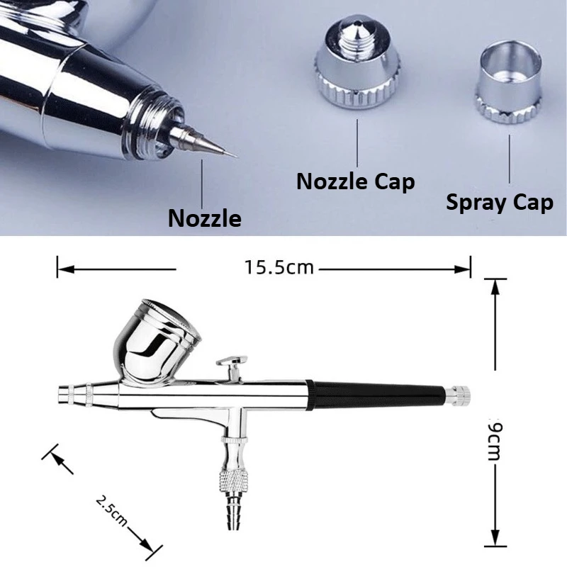 0,2/0,3/0,5/0,8 mm Schwerkraftzufuhr Dual-Action Airbrush Farbspritzpistolen-Set – Detail 7
