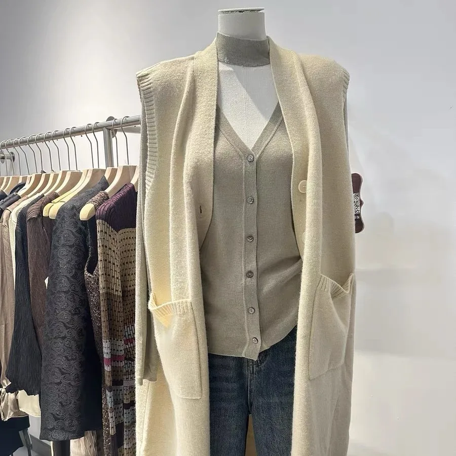 

Knee Length Sweater Vests Woman Sweaters Jumpers Women Artsy Boat-Neck Oversize Bone-Shaped Cloth Cable Embellished Trendy Girls