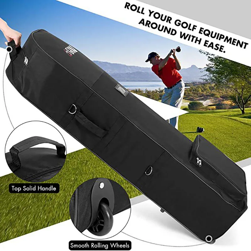 Golf Club Bag Wheeled Travel Cover Bag Case Deluxe Flight Protector Luggage for Air Travel Check Bag Ball Bag Protective Cover