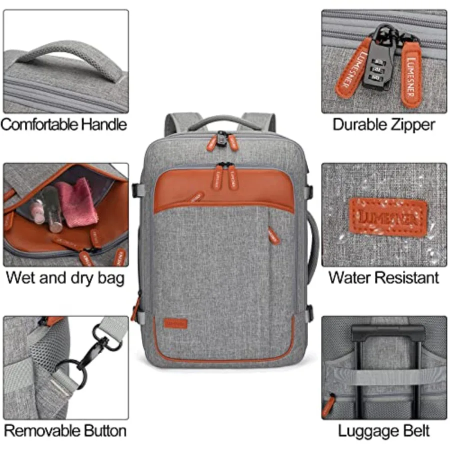 40L Expandable Carry On Travel Backpack with 4 Packing Cubes Flight Approved, Fits 17 inch Laptop, Water-resistant, Suitcase Ba view 5