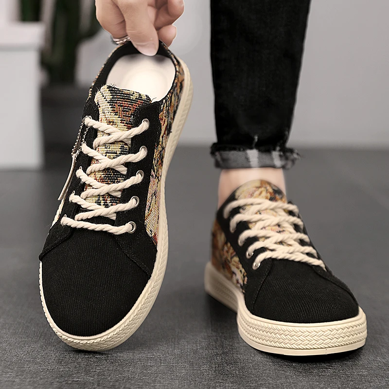 شباشب قماشية رجالية صيفية جديدة قابلة للتنفس في الهواء الطلق نعل ناعم شباشب غير رسمية صنادل الحفلات جوكر تايد نصف شباشب من القماش