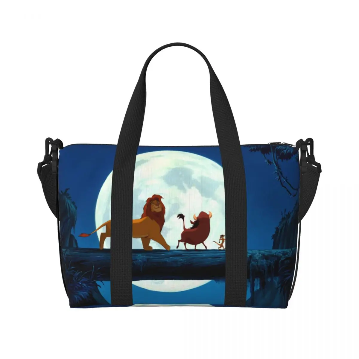 Custom Walk Grown King Lion Beach Tote Bag Women Hakuna Matata Cartoon Movie Large Compartment Beach Gym Travel Bags