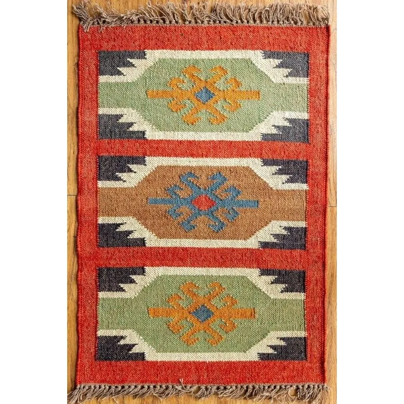 Vintage Rug Rectangle Home Kilim Hallway Area Rugs Decorative Wool Jute Carpet