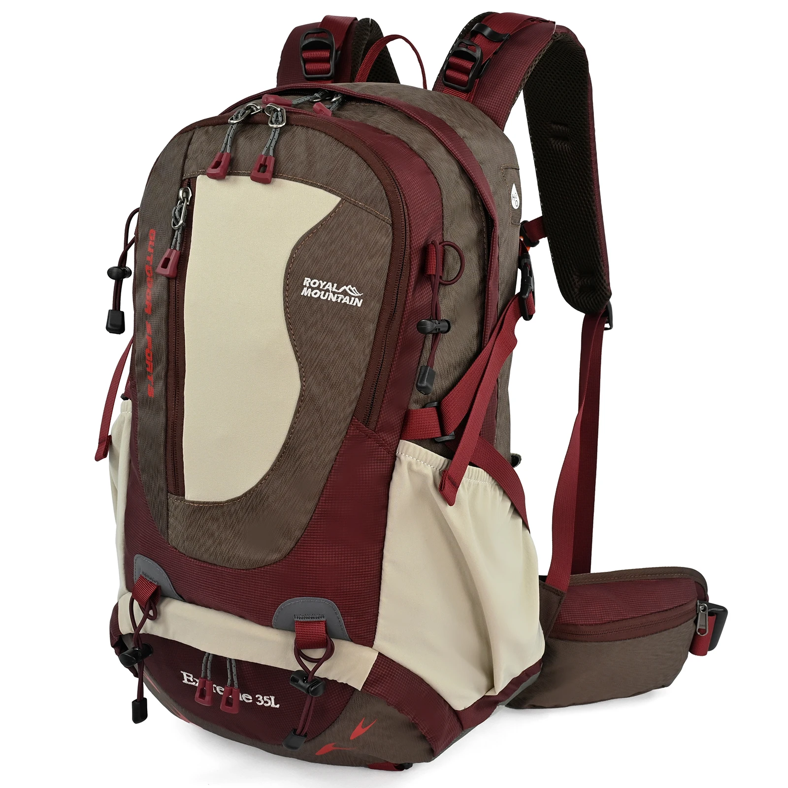 Zaino Da Escursionismo Royal Mountain 35L Con Scomparto Per Scarpe, Tessuto Resistente All'acqua, Supporto Posteriore, Imbottitura Traspirante-image