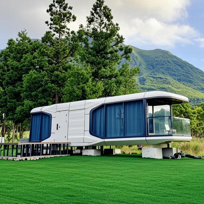 Capsula spaziale prefabbricata per casa Capsula spaziale vivente personalizzata con camere da letto Cucina Bagno per uso ufficio villa hotel