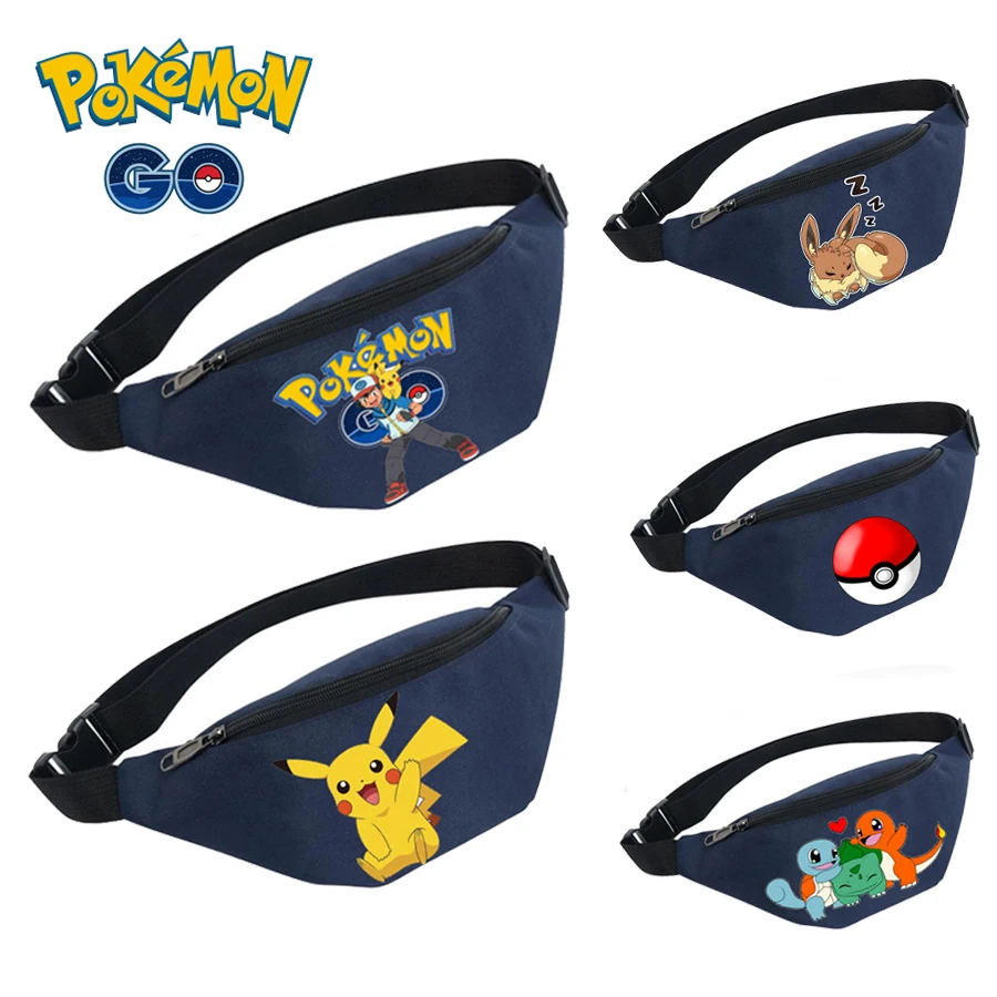 Anime Pikachu Pockets Bags Pokemon Shoulder Bag Chest Large Capacity Coin Purse Cartoon Boys Girls Crossbody Handbags Christmas